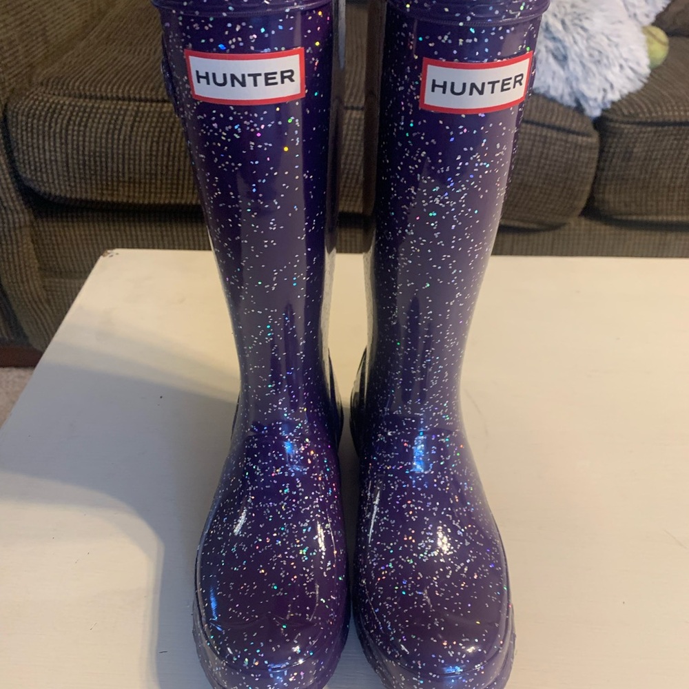 NWOT Girls Purple Glitter Hunter Boots Size 3